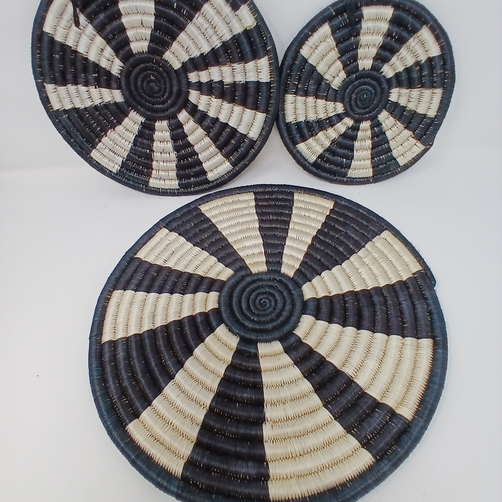Handwoven Black and White Basket Set